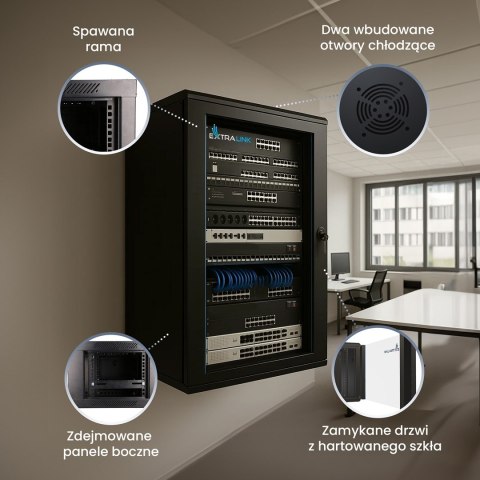 EXTRALINK SZAFA RACK WISZĄCA 15U 600X450 CZARNA