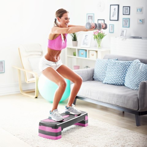 REBEL ACTIVE STEP DO AEROBIKU I ĆWICZEŃ FITNESS, 3 STOPNIE, 78 CM, SZARO-FIOLETOWY RBA-3225-PU