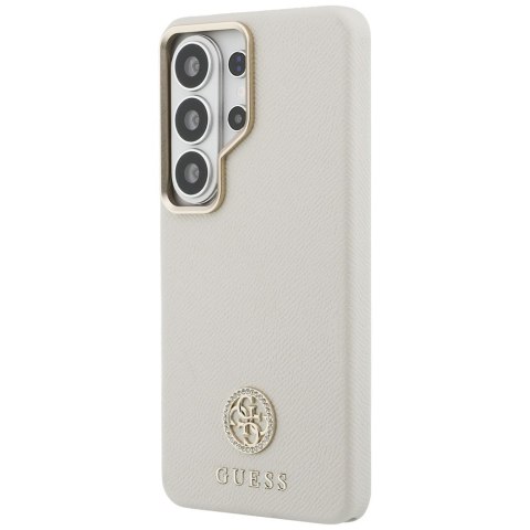 Etui Guess Rhinestone Round Logo MagSafe do Samsung Galaxy S26 Ultra beżowy