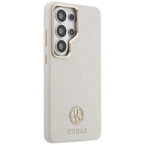 Etui Guess Rhinestone Round Logo MagSafe do Samsung Galaxy S26 Ultra beżowy