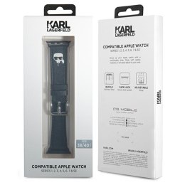 Karl Lagerfeld Pasek KLAWMOKHK Apple Watch 38/40/41mm czarny/black strap Saffiano Karl Heads
