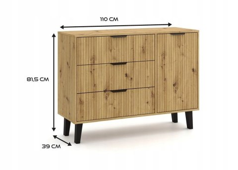 KOMODA SCANDI 1D3S SLIM DĄB ARTISAN