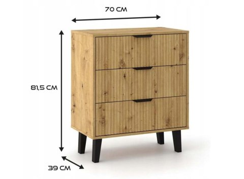 KOMODA SCANDI 3S SLIM DĄB ARTISAN