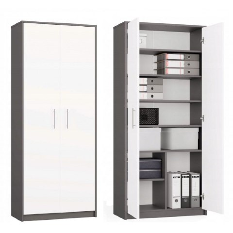 REGAŁ ZAMKNIETY OLIV 2D ANTRACYT/BIEL KOMPLET