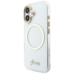 Etui Guess IML Script Metal MagSafe do iPhone 17 przezroczysty