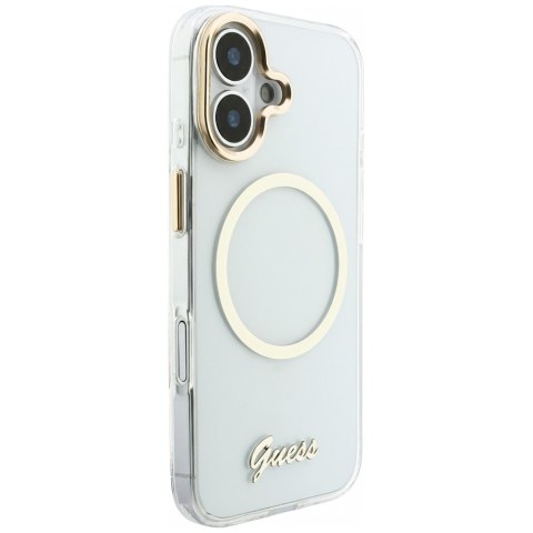 Etui Guess IML Script Metal MagSafe do iPhone 17 przezroczysty