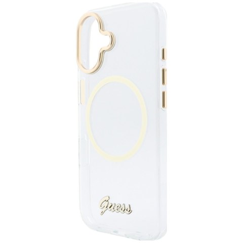 Etui Guess IML Script Metal MagSafe do iPhone 17 przezroczysty