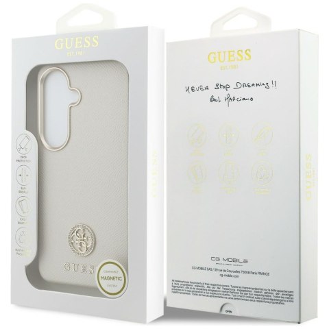 Etui Guess Rhinestone Round Logo MagSafe do Samsung Galaxy S26+ beżowy