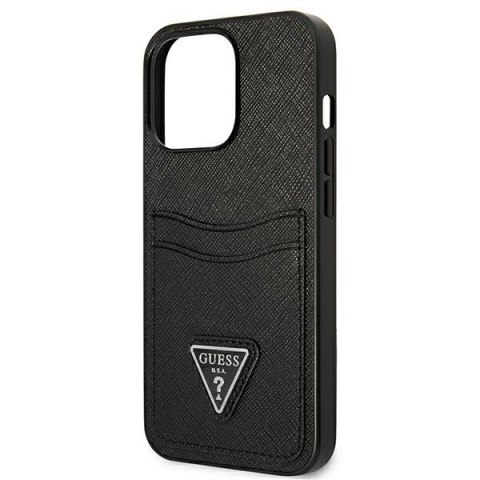 Guess GUHCP13LPSATPK iPhone 13 Pro / 13 6,1" czarny/black hardcase SaffianoTriangle Logo Cardslot