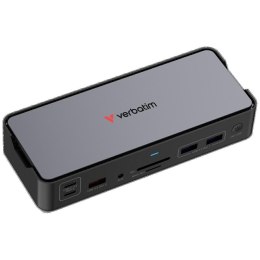 Adapter Verbatim stacja dokująca Pro 15w1 2xHDMI/1xRJ45/4xUSB-A/4xUSB-C/1xSD/1xmicroSD/1xAudio/1xDisplayPort szary 32171