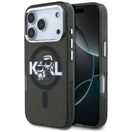 Etui Karl Lagerfeld IML Glitter Karl & Choupette Sketch Logo MagSafe do iPhone 17 Pro czarny