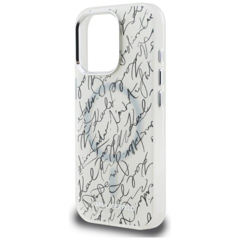 Etui Karl Lagerfeld IML Karl Script Pattern MagSafe do iPhone 16 Pro Max biały