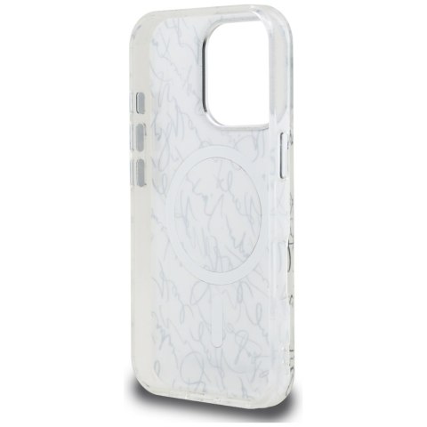 Etui Karl Lagerfeld IML Karl Script Pattern MagSafe do iPhone 16 Pro Max biały