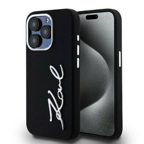 Etui Karl Lagerfeld Silicone Metal Script Logo do iPhone 15 Pro Max czarny