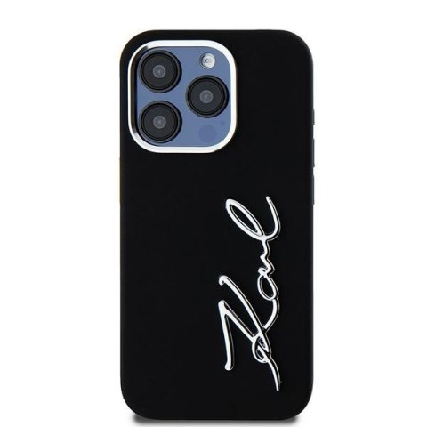 Etui Karl Lagerfeld Silicone Metal Script Logo do iPhone 15 Pro Max czarny