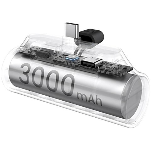 Powerbank USAMS PB79 Mini Tail Plug Portable 3000mAh USB-C srebrny