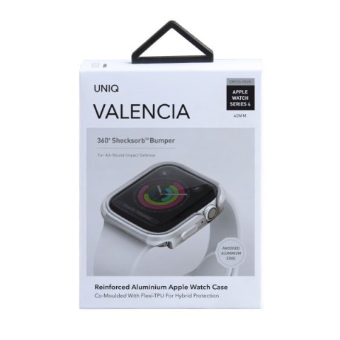 UNIQ etui Valencia Apple Watch Series 4/5/6/SE/SE3 40mm. srebrny/titanium silver