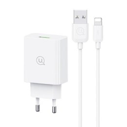 USAMS Ład. siec. 18W + kabel Lightning/USB-A Fast Charging biały/white series SC SCXLTZ03