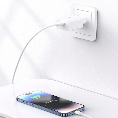 USAMS Ład. siec. 18W + kabel Lightning/USB-A Fast Charging biały/white series SC SCXLTZ03