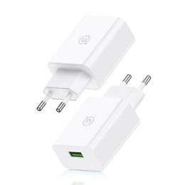 USAMS Ład. siec. 18W + kabel USB-C/USB-A1m Fast Charging biały/white series SC SCXLTZ02