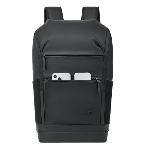 Rivacase Eden plecak City backpack Czarny Poliester, Skóra woskowana (Pull Up)