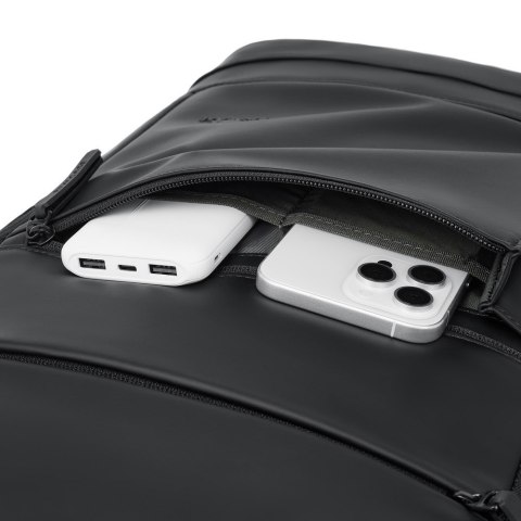 Rivacase Eden plecak City backpack Czarny Poliester, Skóra woskowana (Pull Up)