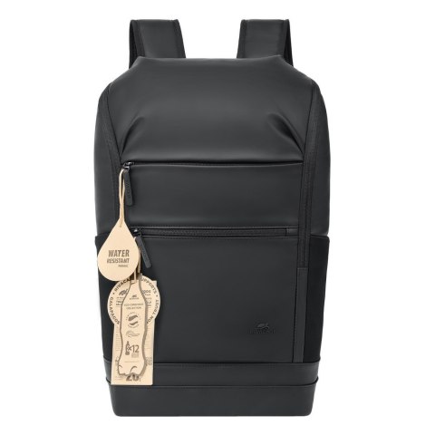 Rivacase Eden plecak City backpack Czarny Poliester, Skóra woskowana (Pull Up)