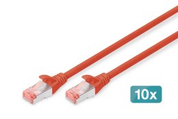 Kabel krosowy (patch cord) RJ45-RJ45, kat.6, S/FTP, AWG 27/7, LSOH, 5m, czerwony, 10szt