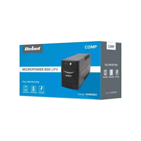 UPS REBEL model Micropower 600 ( offline, 600VA / 360W , 230 V , 50Hz )