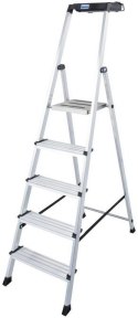 Drabina aluminiowa jednostronna Krause SECURY MultiGrip 1x5 z półką 126535