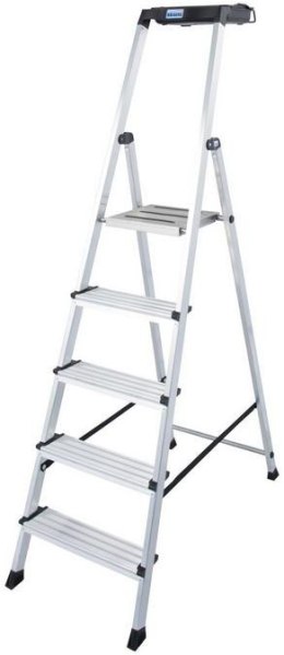 Drabina aluminiowa jednostronna Krause SECURY MultiGrip 1x5 z półką 126535