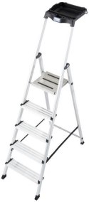 Drabina aluminiowa jednostronna Krause SECURY MultiGrip 1x5 z półką 126535