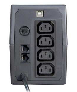 ZASILACZ UPS i850LCD USB, AVR, moc 800VA/480W, 4xIEC 320 C13, 1xUSB, 2xRJ-45, czarny / ORVALDI