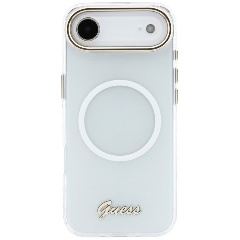 Etui Guess IML Gradient Script Metal MagSafe do iPhone Air biały