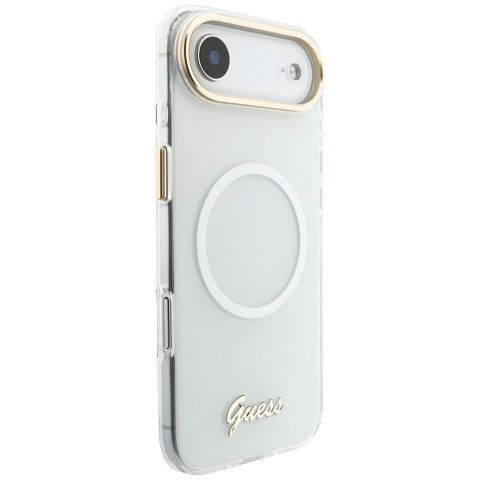 Etui Guess IML Gradient Script Metal MagSafe do iPhone Air biały
