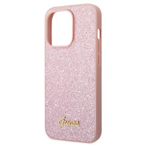 Guess GUHCP14LHGGSHP iPhone 14 Pro 6,1" różowy/pink hard case Glitter Script