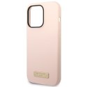 Guess GUHMP14LSBPLP iPhone 14 Pro 6,1" różowy/pink hard case Silicone Logo Plate MagSafe