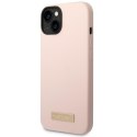 Guess GUHMP14MSBPLP iPhone 14 Plus 6,7" różowy/pink hard case Silicone Logo Plate MagSafe