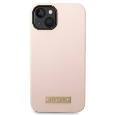 Guess GUHMP14MSBPLP iPhone 14 Plus 6,7" różowy/pink hard case Silicone Logo Plate MagSafe
