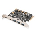 Digitus Karta PCIe 2 x USB-C i 3 x USB A