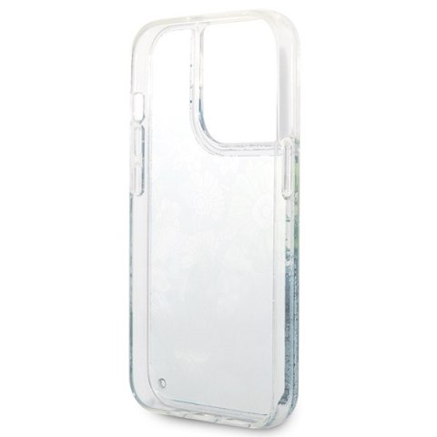 Guess GUHCP14LLFLSN iPhone 14 Pro 6,1" zielony/green hardcase Flower Liquid Glitter