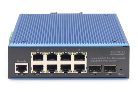 Przemysłowy 8+2 Port L2 Managed Gigabit Ethernet Switch 8x GE RJ45 + 2 SFP Port