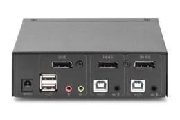 Digitus Przełącznik KVM, 2x1 DP, DP Out, USB