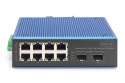 Industrial 8+2-Port Fast Ethernet PoE Switch 8 Port PoE FE RJ45, 2 GE SFP Ports