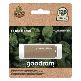 Goodram USB flash disk, USB 3.0, 128GB, UME3 ECO FRIENDLY, brązowy, UME3-1280EFR11, USB A, z osłoną