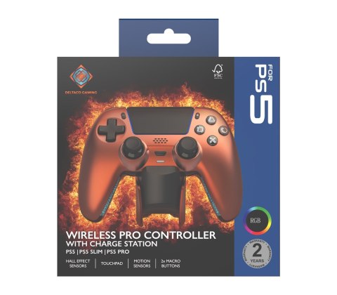 Deltaco Gaming GAM-199-ORANGECOPPER kontroler gier Pomarańczowy, Brąz Bluetooth/USB Gamepad PlayStation 5, PC, Android, iOS