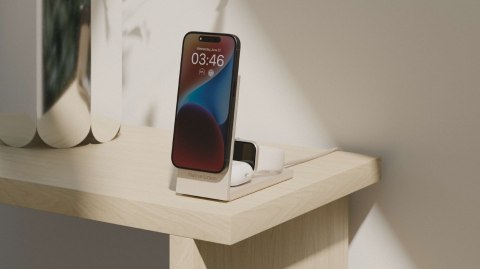 Native Union Rise 3-In-1 Qi2 Smartfon Jasny Szary USB Bezprzewodowe ładowanie Wewnętrzna