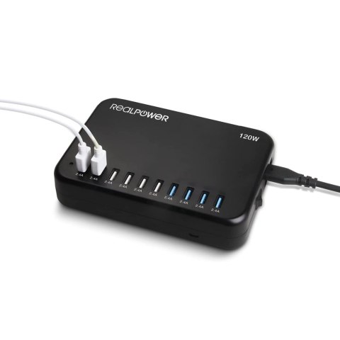 RealPower Power Station 120 Smartfon, Tablet Czarny Prąd przemienny Wewnętrzna