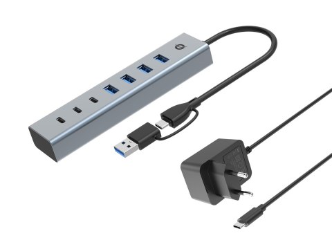 Conceptronic HUBBIES20GP huby i koncentratory USB 3.2 Gen 1 (3.1 Gen 1) Type-C 5000 Mbit/s Szary