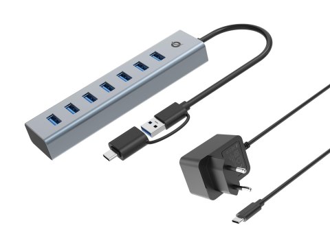 Conceptronic HUBBIES21GP huby i koncentratory USB 3.2 Gen 1 (3.1 Gen 1) Type-A 5000 Mbit/s Szary